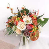 Artificial Wedding Bridal Bouquet Tropical Wedding Bouquet Orange Red Wedding Bouquet